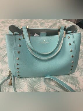 kate spade Light Aqua Leather Studded Satchel